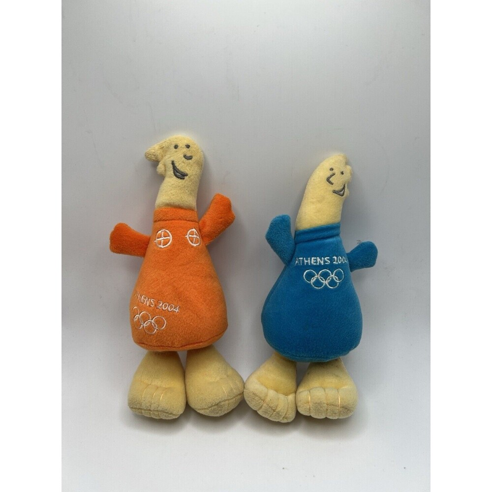 Olympic Games Athens 2004 Mascots Athena Phevos Greece Plush Toys Blue Orange